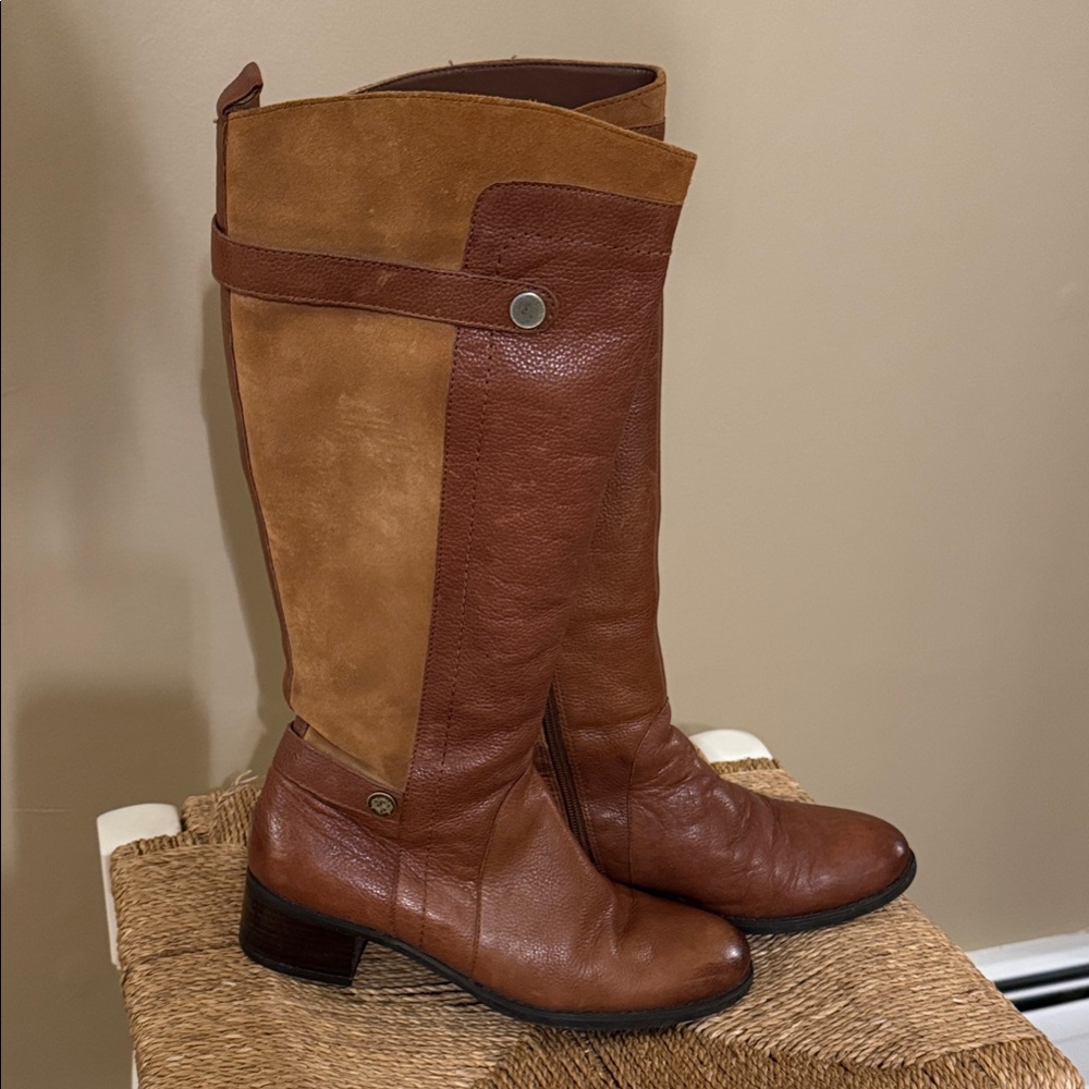Franco Sarto Brown and Tan Heeled Boots
